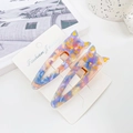 Charming marble-textured acetate cat hair clips with elegant golden details for women - Phantom Purple
