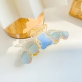 Sweet transparent hair claw clip featuring a blue 3D bear and glitter gradient hearts - Blue Pink Gradient Bear
