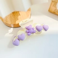 Creamy white hair claw clip with purple resin hearts and a cute bear decoration - Purple Heart Bear