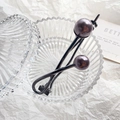 Set aus zwei minimalistischen Haarklammern mit eleganten dunkelvioletten Perlen - 12cm / Schwarz