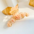 Elegant amber resin hair claw clip with detailed light pink rose floral design for women - Transparent Rose Style