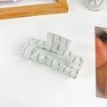 Large rectangular cutout hair claw clip with cream marble texture for women's updos - Large / Metallic Green
