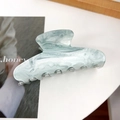 Large light green marble hair claw clip with ink pattern for women hair styling - Smoky Cyan