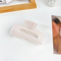 Pink and white marble acrylic hair claw clip with rectangular design and metal spring - Large / Diamond Pink