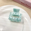 Pince à cheveux carrée en acétate bleu clair avec motifs floraux en strass - Petit Carré Bleu Ciel (5CM)