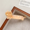 Kattenhaarklem van acetaat in crème-oranje met parelketting en strass-details - 8cm / Oranje