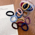 Morandi colored elastic hair ties set in a clear jar on a rustic wooden desk - Mixed Color Ribbed Style (A)