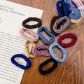 Colorful high-elastic seamless hair ties in a clear jar on a wooden surface - Mixed Color Wave Style (C)