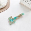 Fermaglio per capelli orso barocco con motivo marmorizzato blu e strass brillanti - 6.5cm / Verde
