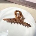 Amberbruine haarklem van acetaat met bloemvormige strasstenen voor dameskapsels - 11cm / Gestreept Bruin Kruisstijl