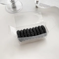Coleteros de espiral negros estilo cable de teléfono en caja rectangular clara - Negro puro