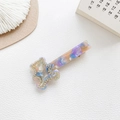 Fermaglio barocco con texture marmorizzata colorata e orsetto decorato con strass - 6.5cm / Viola fantasma