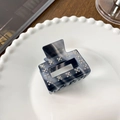 Square acetate claw clip in smoky marble grey with rhinestone floral accents - Small Square (5cm)