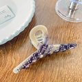 Haarklammer aus lila Marmor-Acetat mit bunten Strassblumen und stabilem Metallscharnier - 11cm / Purple Gold Cross