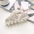 Translucent cream hair claw clip with geometric ice texture and minimalist design - Pearl White