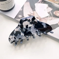 Large marble pattern claw clip with black white and blue glossy acetate finish - Black and White