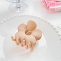 Pinza per capelli a fiore beige opaco in stile coreano per donna con design a cinque petali - Beige