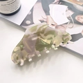 Large marbled acetate claw clip in lavender and olive green for elegant hair styling - Ink Wash Green