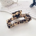 Large tortoiseshell acetate claw clip in rectangular hollow design for thick hair - Beige Tortoiseshell 10.5CM