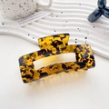 Classic tortoiseshell hair claw clip for thick hair with rectangular hollow design - Coffee Tortoiseshell 10.5CM