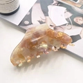 Large marble texture acetate hair claw clip with amber and peach tones for hair styling - Marble Brown