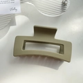 Matte olive green rectangular hair claw clip made of durable PC material for women - 10.5cm / Grey Green