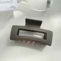 Matte taupe rectangular hollow hair claw clip made of durable thick PC material - 10.5cm / Brown