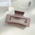 Morandi pink matte rectangle claw clip with hollow geometric design for thick hair - 10.5cm / Light Purple