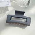 Matte dark grey PC plastic hair claw clip with large rectangular hollow design - 10.5cm / Dark Gray
