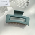 Matte finish large square shark hair claw clip in a muted grey blue Morandi tone - 10.5cm / Cyan