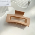 Matte apricot large rectangle hollow hair claw clip made of durable PC material - 10.5cm / Light Orange
