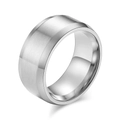 Minimalist wide brushed silver ring with polished edges in durable stainless steel - US 7 / Steel