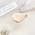 Elegant beige angel wing hair claw clip with sparkling rhinestone accent for girls - Milk White