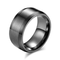 Men's wide brushed matte black finish stainless steel ring with polished inner edges - US 7 / Black