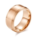 Minimalist wide rose gold ring with brushed matte finish and polished beveled edges - US 7 / Rose Gold