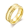 Bague pour hommes en acier inoxydable doré avec finition brossée et texture géométrique - Taille 11 / Or