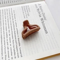 Minimalist matte brown geometric hair claw clip for high ponytail styling on book background - Type A Coffee 4cm