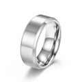 Bague homme 8mm en acier inoxydable argenté avec finition brossée mate et bords polis - Taille 6 / Acier