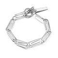 Bracelet à maillons trombones en acier inoxydable argenté avec fermoir OT et étiquette - Argenté
