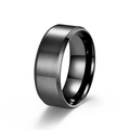 Bague en acier titane noir brossé avec bords polis et design de confort fit - Taille 6 / Noir