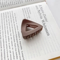 Pince à cheveux triangle marron mat minimaliste pour queue de cheval sur fond de livre - Type E Brun 4.5cm