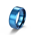 Bague pour homme en acier titane bleu mat brossé avec finition intérieure polie - Taille 6 / Bleu