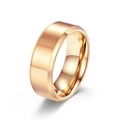 Bague homme 8mm en acier inoxydable or rose avec finition brossée et bords polis - Or rose