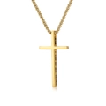 Poliertes Gold Edelstahl Kreuz Halskette mit graviertem Bibelvers und Kugelkette - Kreuzanhänger (Mit Kette) / 3*60cm / Gold