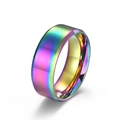 Bague homme 8mm en acier inoxydable arc-en-ciel avec surface brossée et intérieur poli - Coloré
