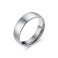 Minimalist silver-toned polished titanium steel ring with a smooth mirror finish - 5# / 6mm Steel Silver