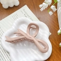 Matte nudefarbene Schleife Haarklammer im koreanischen Stil für elegantes Styling - Band Milchkaffee 12cm