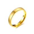 Minimalist polished gold plated titanium steel plain band ring for men and women - 5# / 4mm Gold