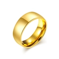 Minimalist wide flat gold-plated stainless steel ring with a polished mirror finish - 5# / 8mm Gold