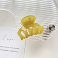 Glossy amber resin hair claw clip for high ponytail on transparent acrylic tray - 4cm / Style A / Ginger Yellow